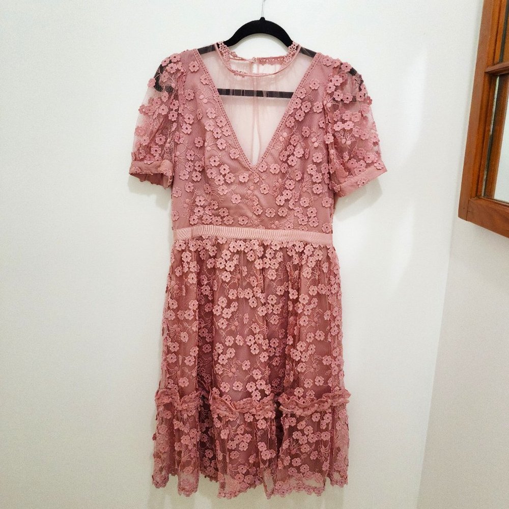 French Connection, Lace pink dress, size 8